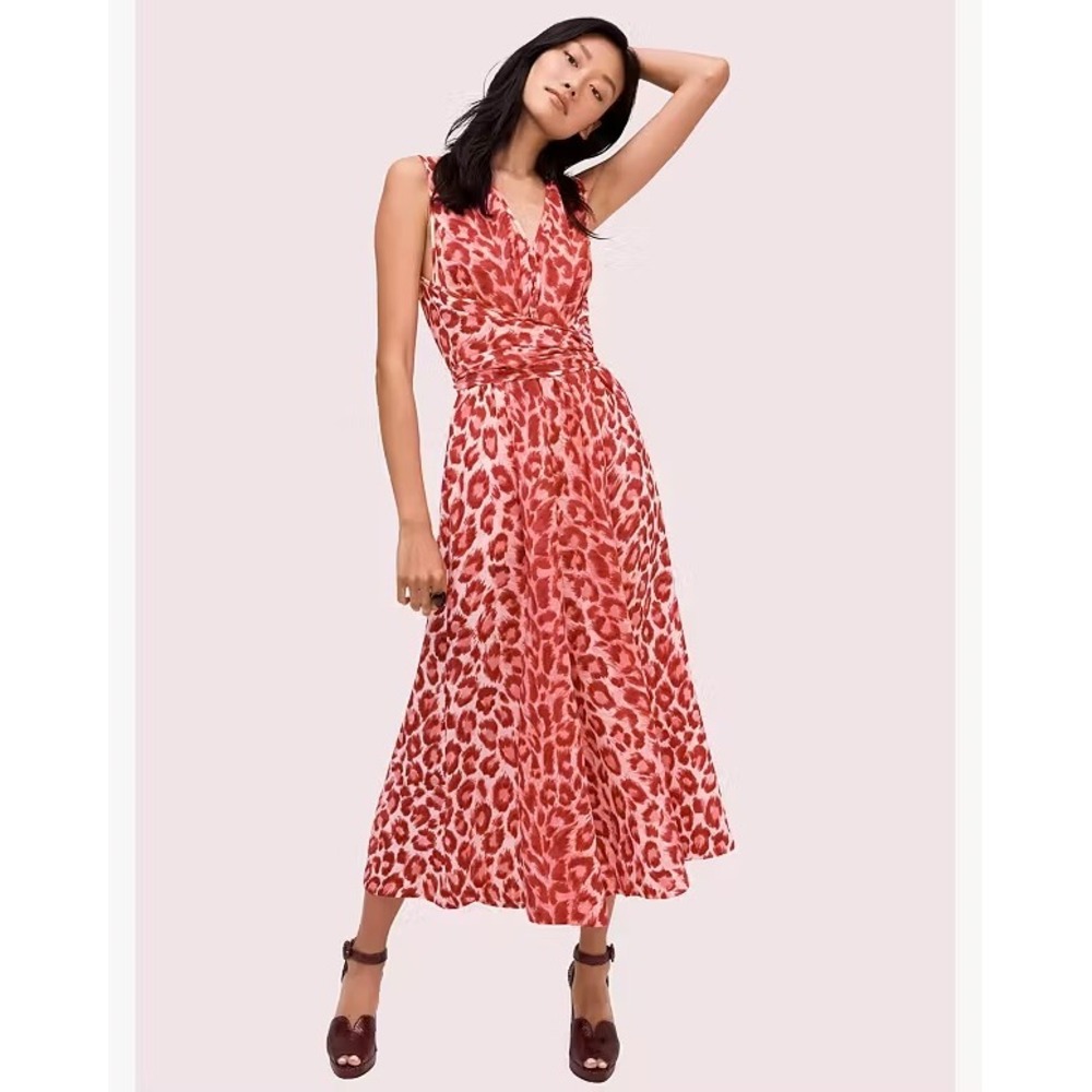Kate Spade Panthera Wide Leg Jumpsuit Pink Red Sleeveless Small